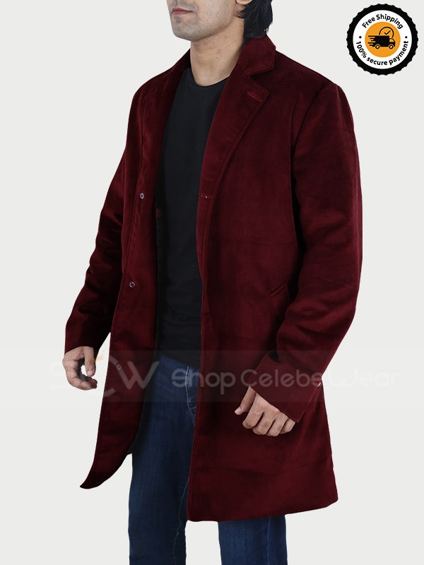 Mens Mid Length Velvet Coat