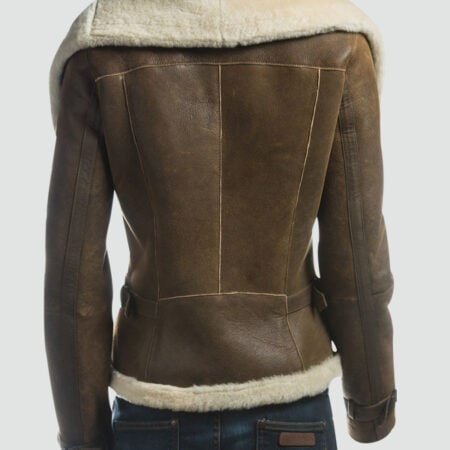 Women Fur Collar Brown Leather Jacket | Lapel Collar Jacket