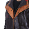 Gil Birmingham Yellowstone Brown Leather Jacket Closup