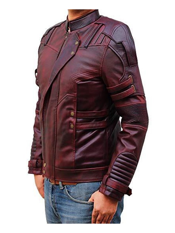 Guardians of the Galaxy 2 Star Lord Chris Pratt Maroon Real Leather Jacket