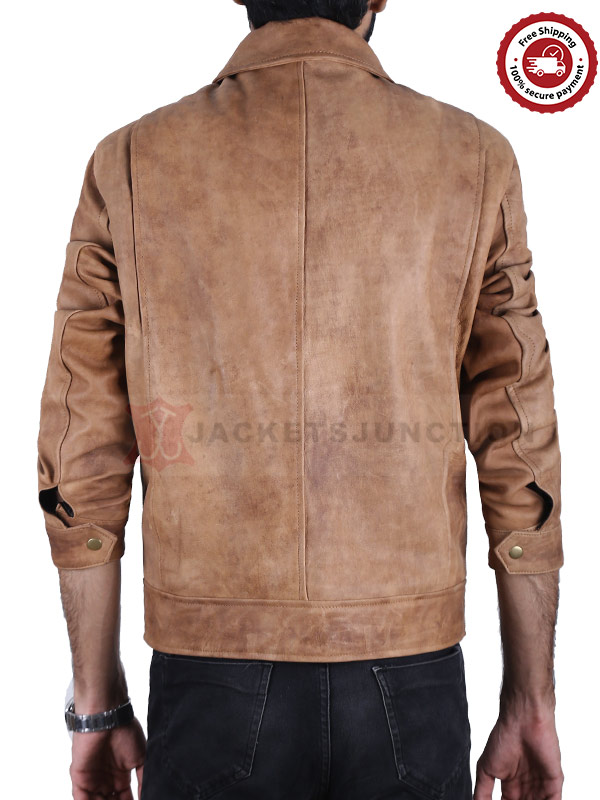 Luke Grimes Yellowstone Brown Leather Jacket Back