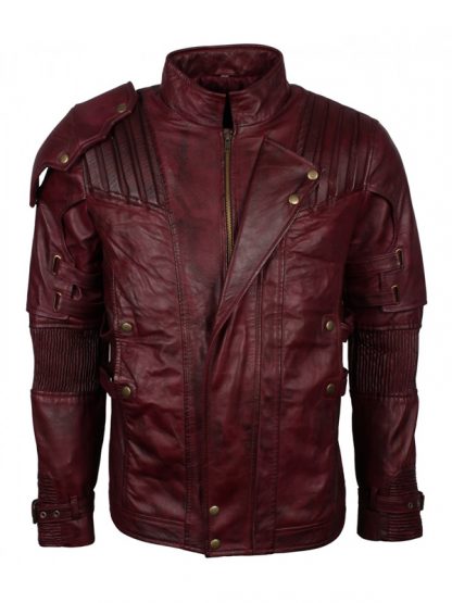 Guardians of The Galaxy 2 Chris Pratt Maroon Leather Jacket