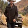 Tv Series Yellowstone Walker Black Wool Peacoat