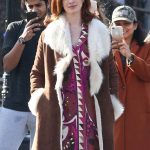 Anne Hathaway Modern Love Brown Shearling Coat