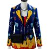 Birds Of Prey Margot Robbie Blue Wool Blazer