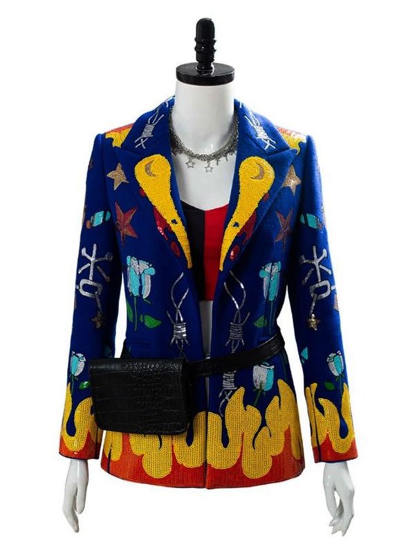 Birds Of Prey Margot Robbie Blue Wool Blazer