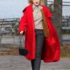 Julia Garner Modern Love Hooded Wool Coat