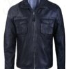 Mens Black Real Leather Quilted Jacket