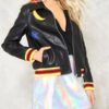 Nini High School Musical Black Bomber Leather Jacket