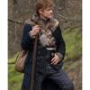 Outlander Season 04 Sam Heughan Black Fur Trench Coat