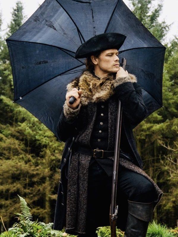 Outlander Season Sam Heughan Black Trench Coat