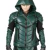 Stephen Amell Green Arrow season 5 Green Leather Jacket