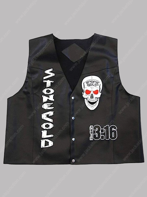 Stone Cold Steve Austin Black Leather Vest