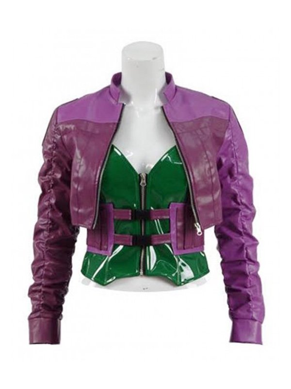 Video Game Injustice 2 Harley Quinn Purple Leather Jacket