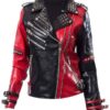 WWE Toni Storm Black and Red Biker Leather Jacket