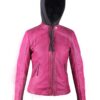 Women Quilted Real Leather Fix Hoodie Jacket