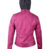 Women Quilted Real Leather Pink Hooded Jacket