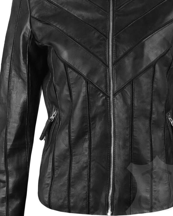 Women V-Style Biker Jacket