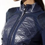 Womens Navy Blue Quilted Motor Biker Leather Jacket