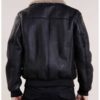 Aviator Black Leather Bomber Jacket For Mens