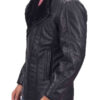 Mens Black Biker Leather Jacket Shearling Leather Coat