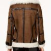 Brown Shearling Asymmetrical Leather Jacket For Women's