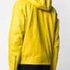 Casual Style Yellow Hooded Leather Jacket For Mens