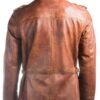 Double Collared Tan Leather Coat For Men's