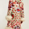 Hannah Floral Embroidered Fur Coat