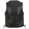 Lace Up Black Leather Motorcycle Vest For Mens