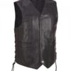 Mens Black Lace Up Biker Leather Vest