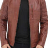 Mens Brown Leather Biker Jacket