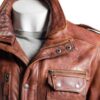 Men's Double Collared Brown Leather Coat