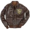 Mens Flying Tigers A-2 Brown Bomber Leather Jacket