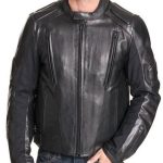 Men's Padded Black Biker Leather Jacket