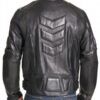 Men's Padded Black Biker Leather Jacket Back