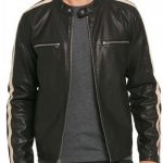 Men's Racing Stripes Motorcycle Leather Jacket