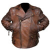 Men's Rustic Leather Motorcycle Jacket Closed