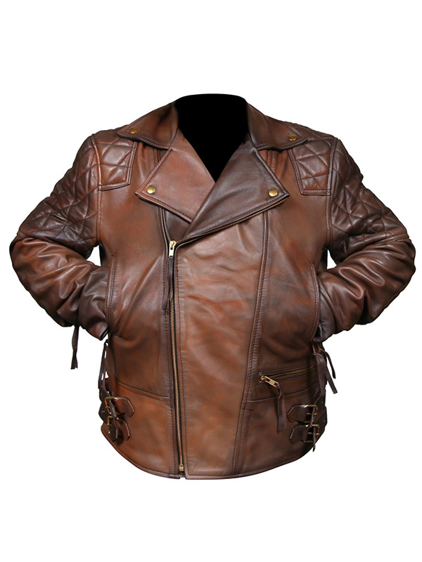 Men's Rustic Leather Motorcycle Jacket Closed