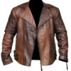 Men's Rustic Leather Motorcycle Jacket Closure