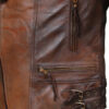 Men's Rustic Leather Motorcycle Jacket Hemline Closure