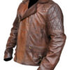 Men's Rustic Leather Motorcycle Jacket Side