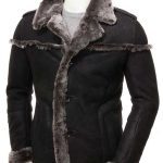 Mens Shearling Black Leather Coat