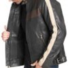 Men's Vintage Buckled Waist Biker Leather Jacket Side