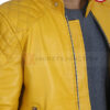 Mens Café Racer Yellow Biker Jacket