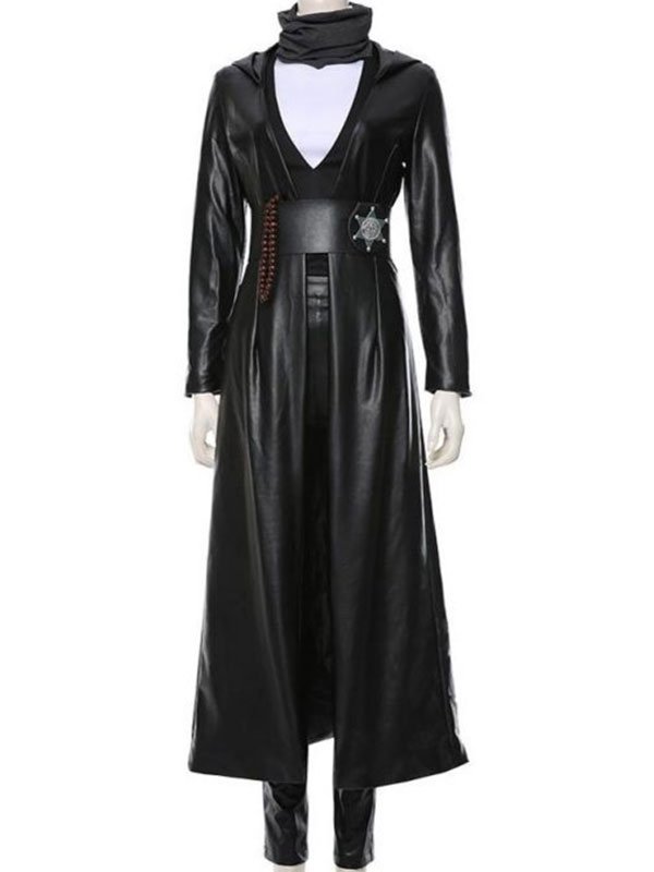 Regina King Watchmen Black Leather Trench Coat