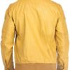 Stylish Quilted Yellow Biker Leather Jacket For Mens