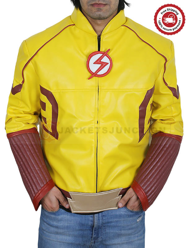 The Flash Wally West Kid Flash Leather Yellow Jacket