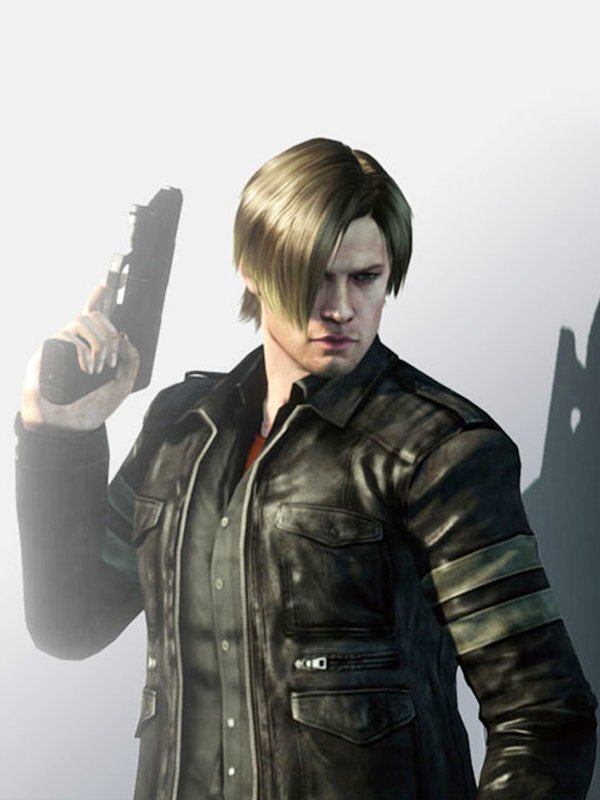 Video Game Resident Evil 6 Leon Kennedy Black Leather Jacket