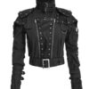 Womens Black Cropped Studded Military Jacket